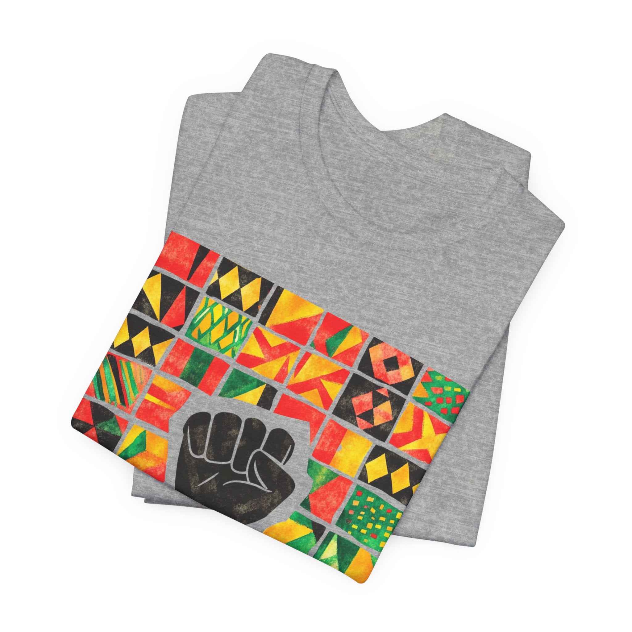 Black Power Fist with Colorful Patterns