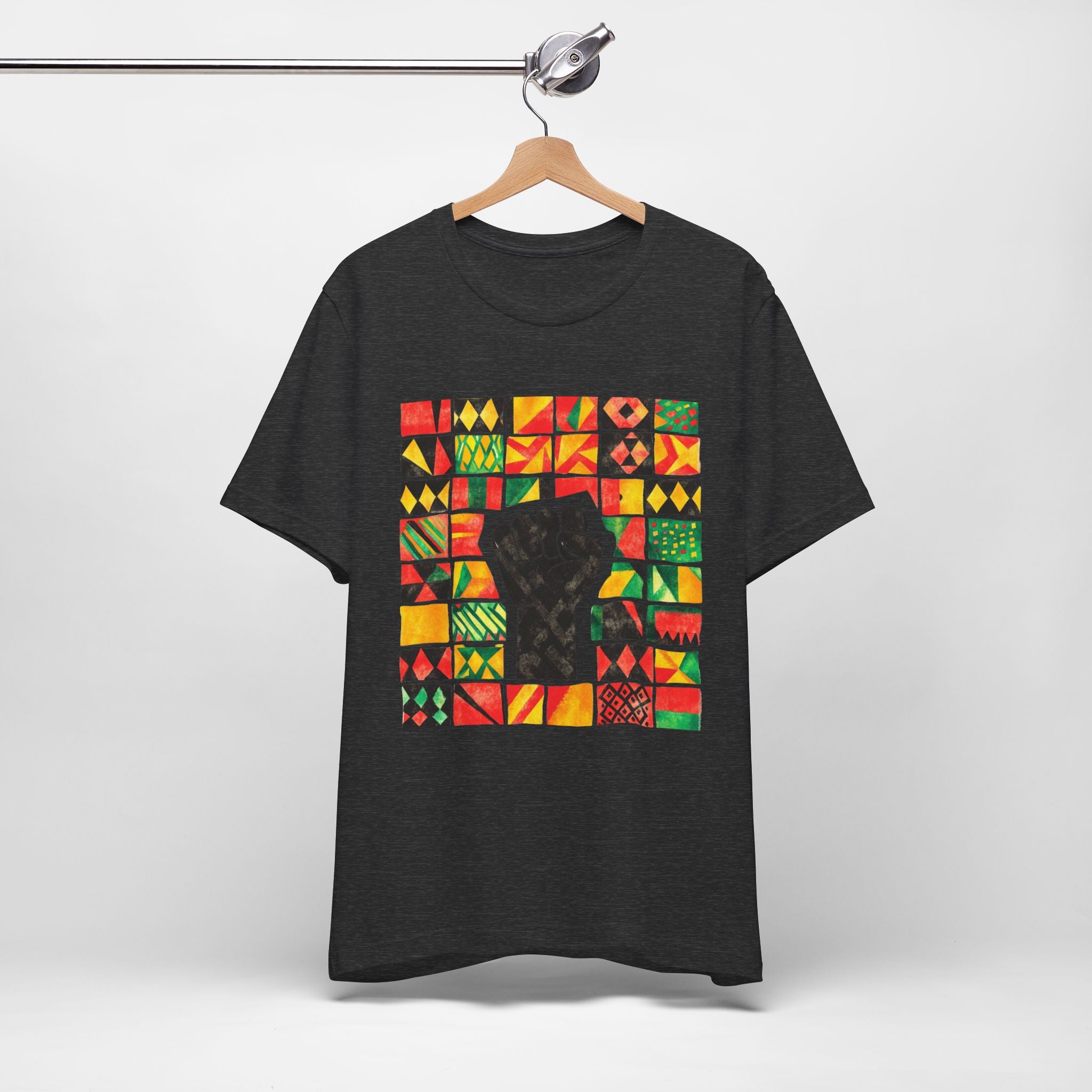 Black Power Fist with Colorful Patterns