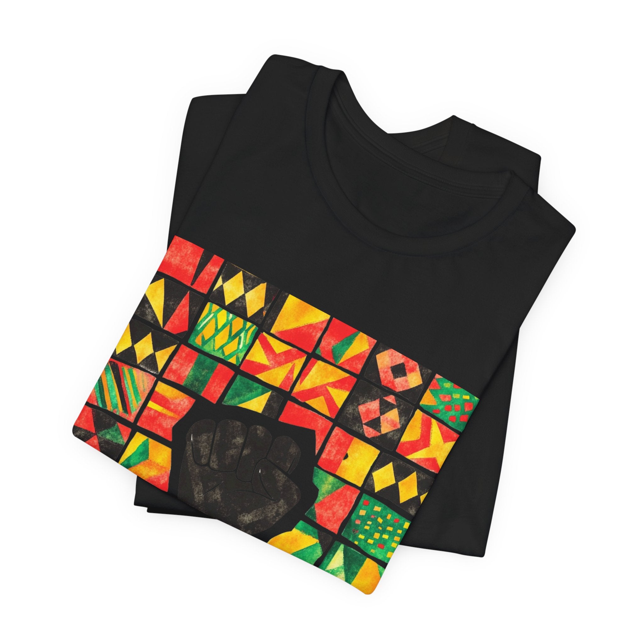 Black Power Fist with Colorful Patterns