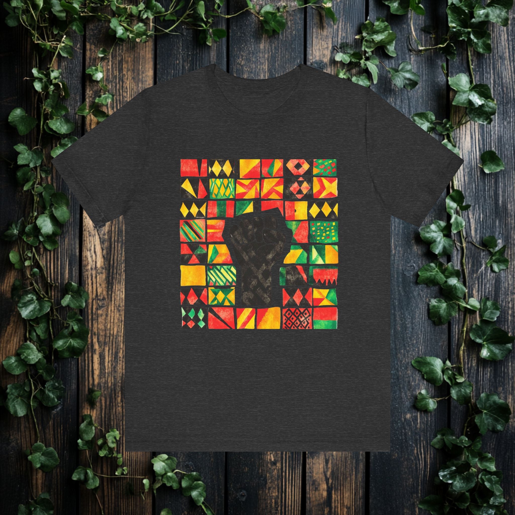 Black Power Fist with Colorful Patterns