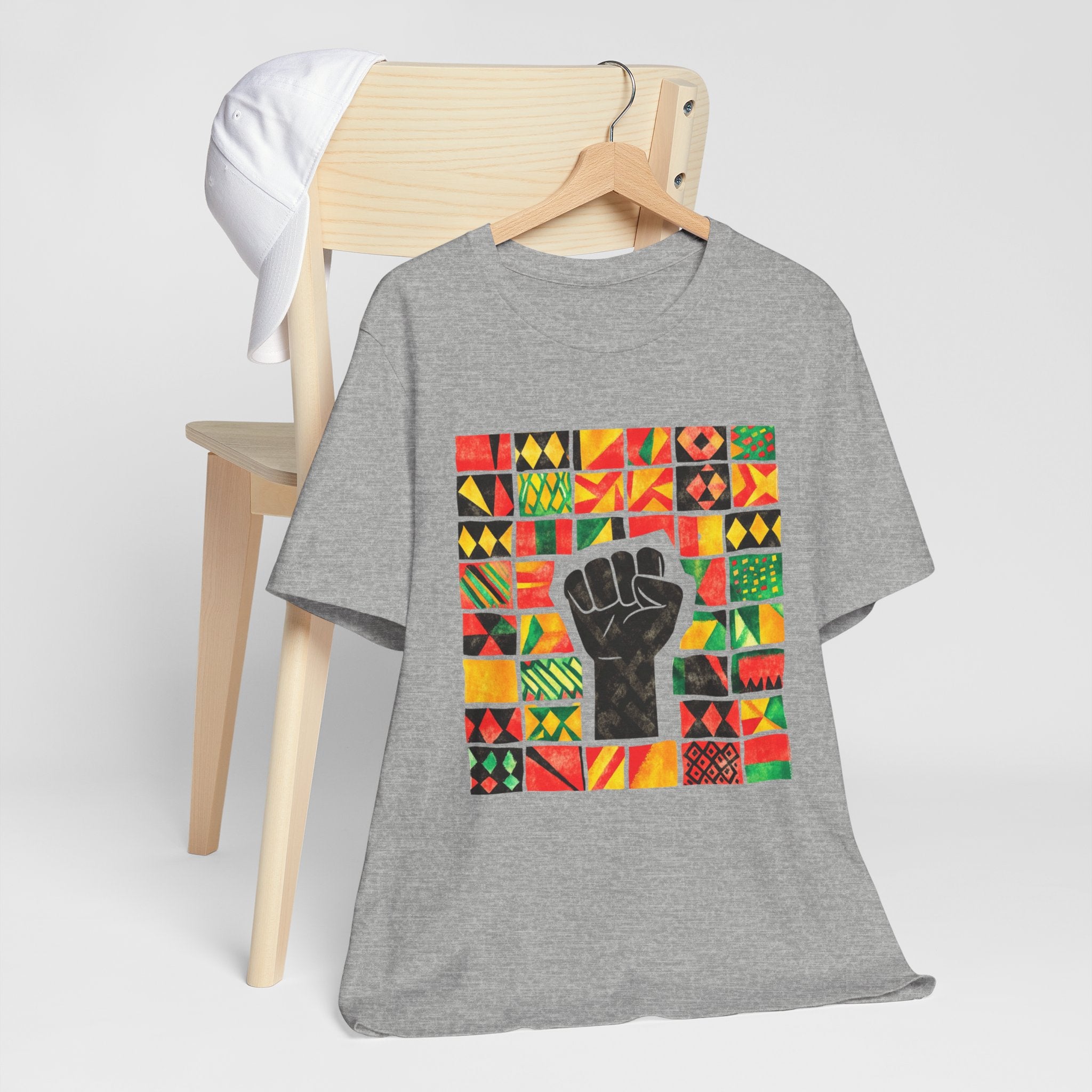 Black Power Fist with Colorful Patterns