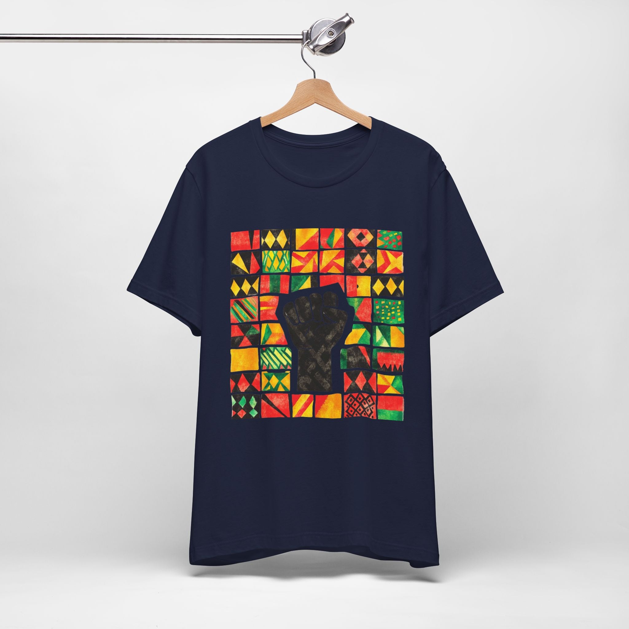 Black Power Fist with Colorful Patterns