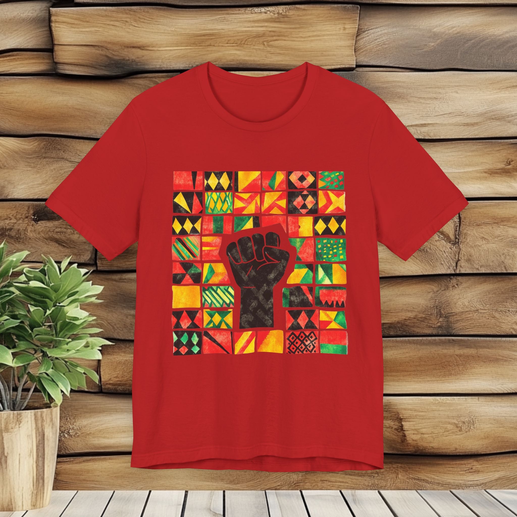 Black Power Fist with Colorful Patterns