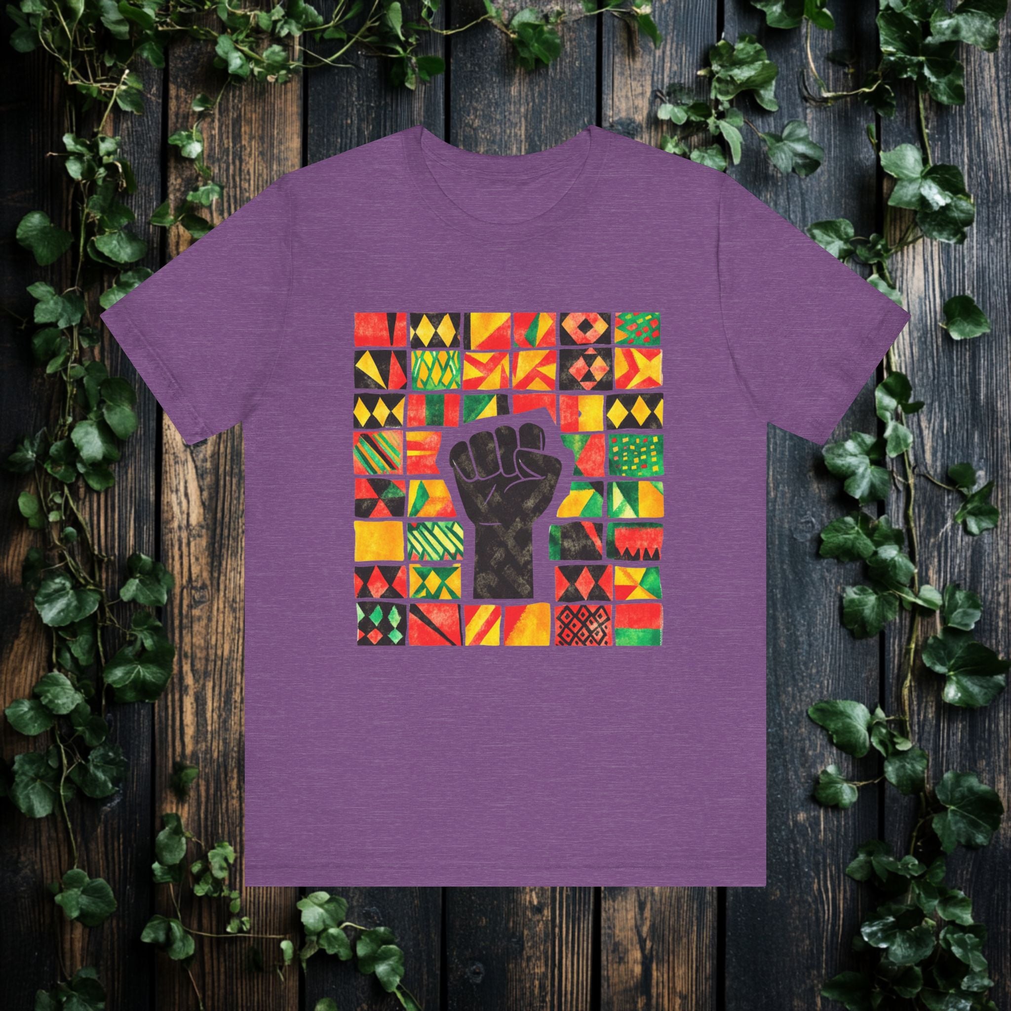 Black Power Fist with Colorful Patterns