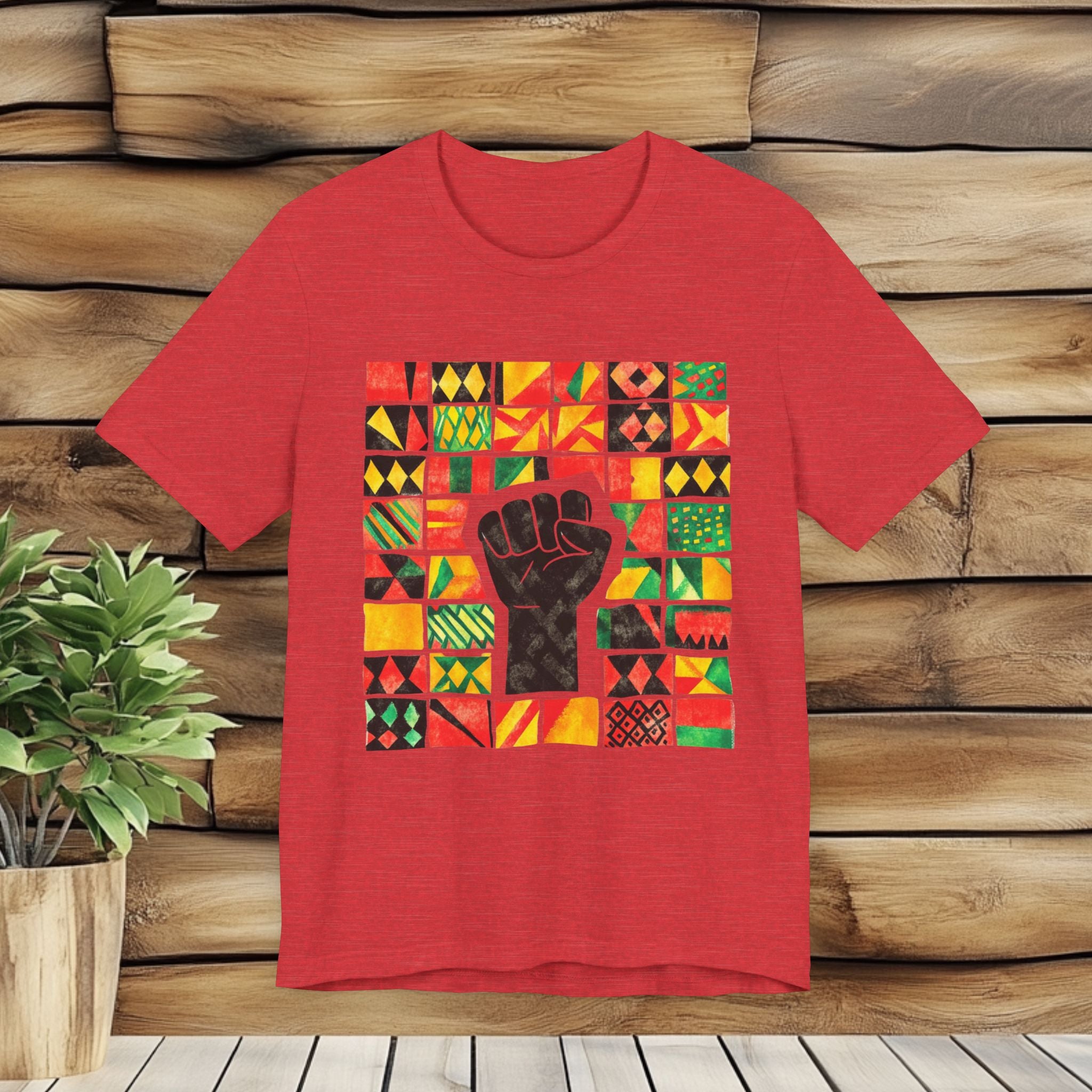 Black Power Fist with Colorful Patterns