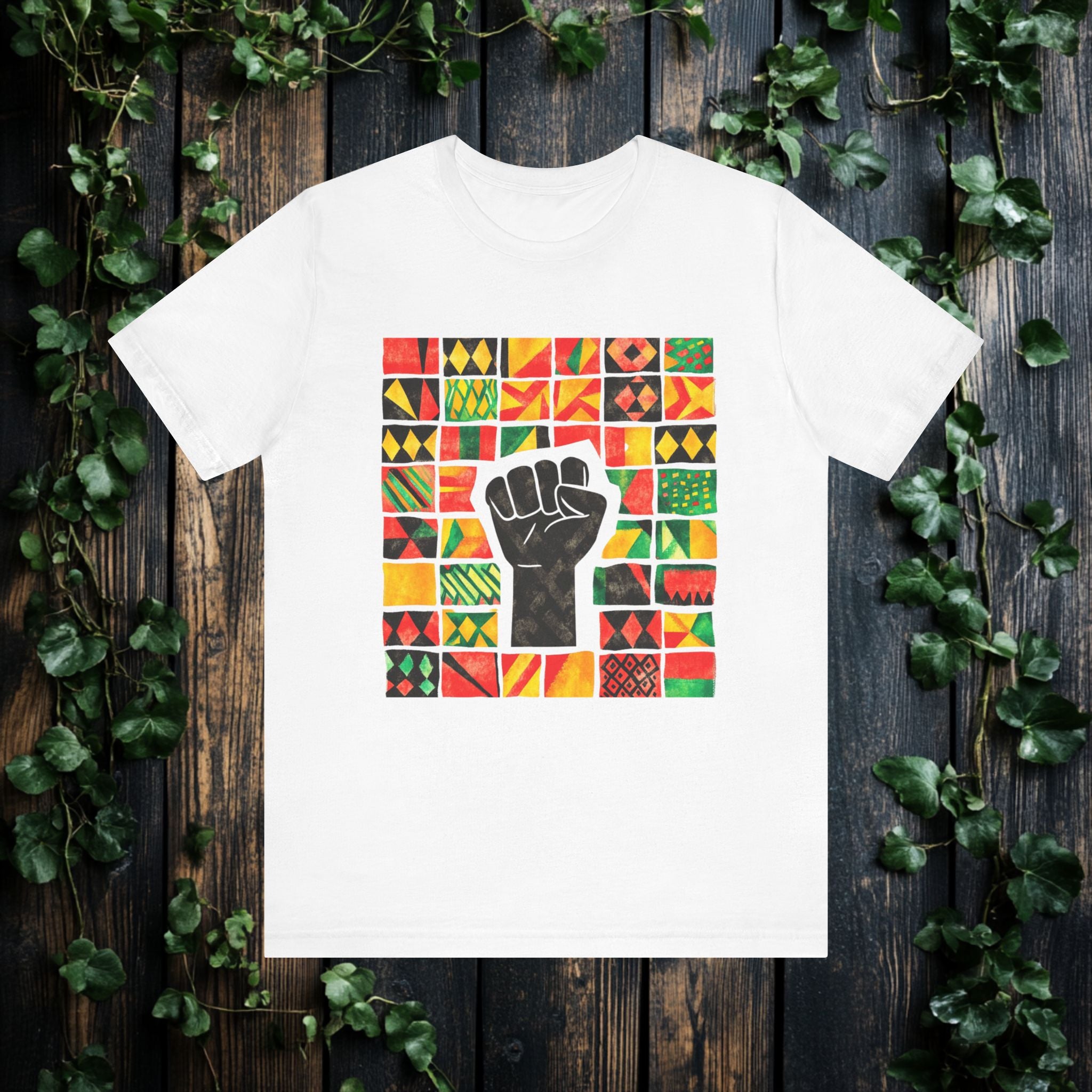 Black Power Fist with Colorful Patterns