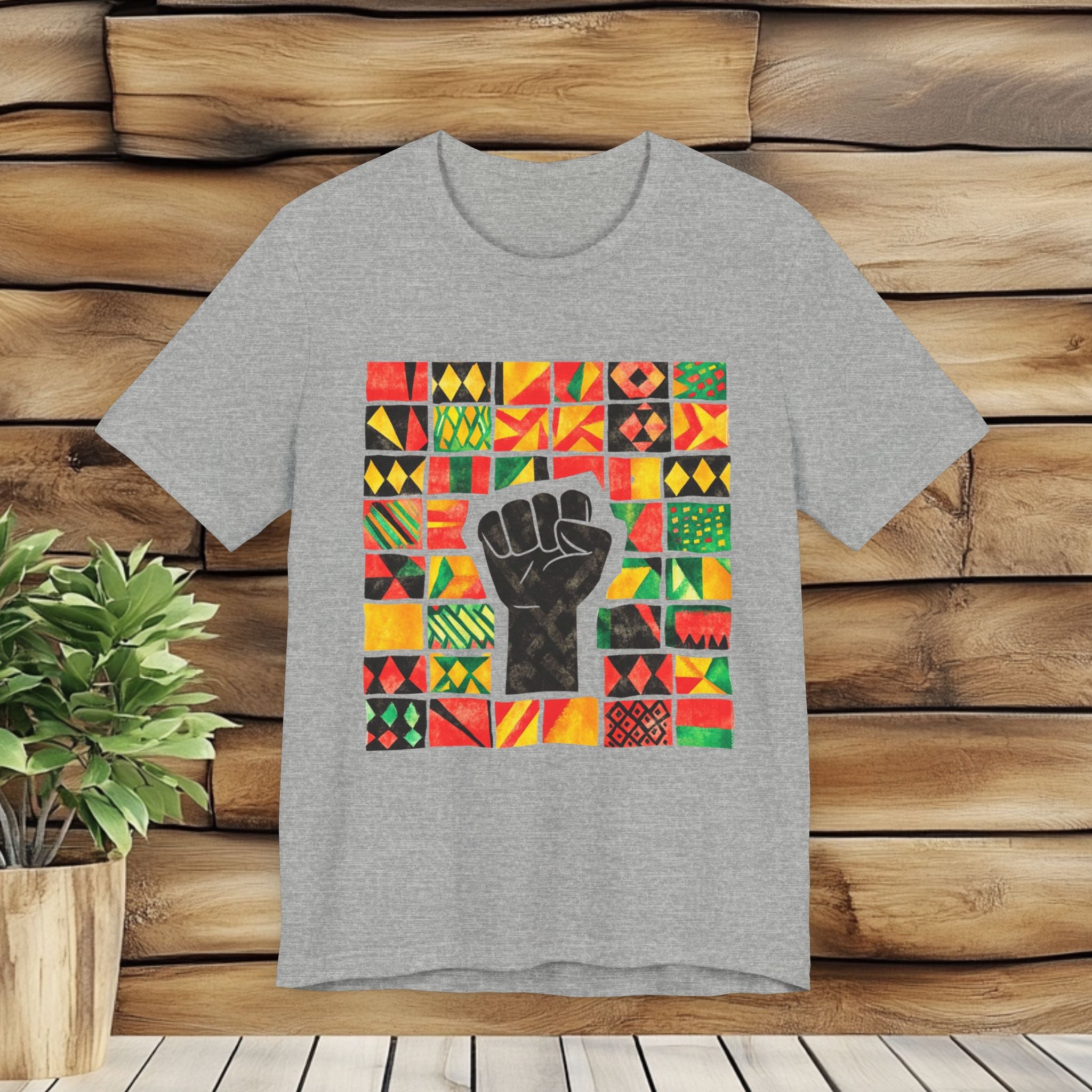 Black Power Fist with Colorful Patterns