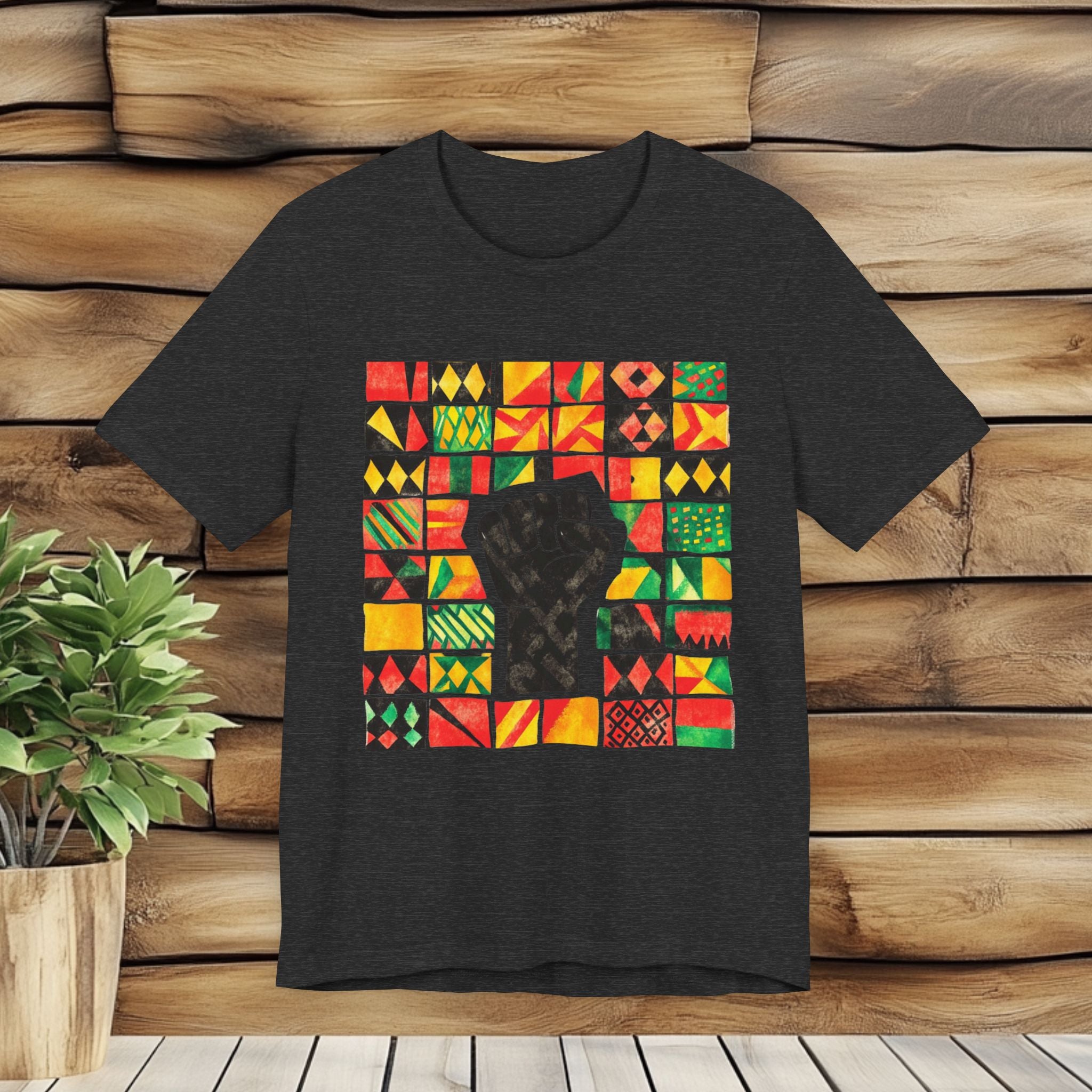 Black Power Fist with Colorful Patterns