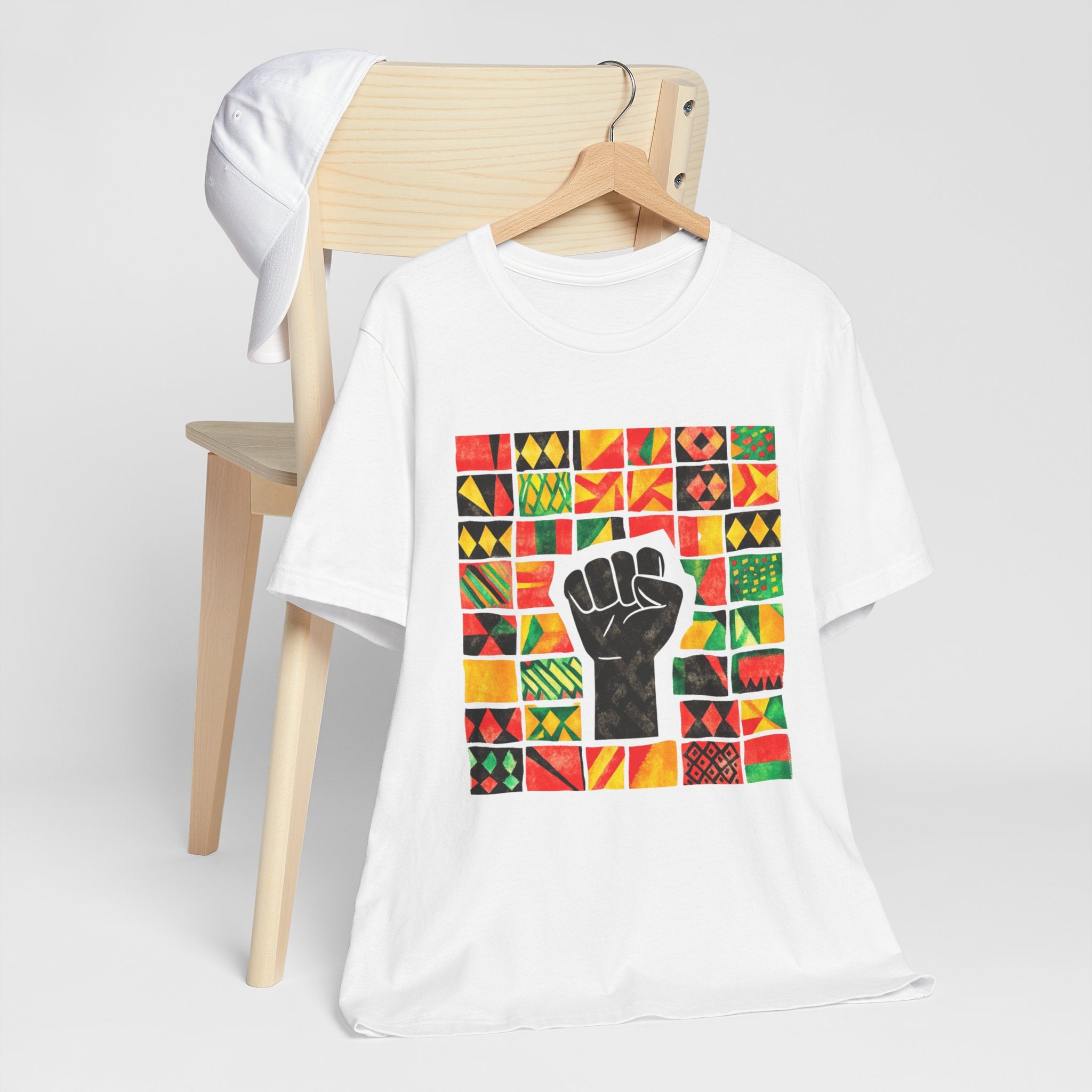 Black Power Fist with Colorful Patterns
