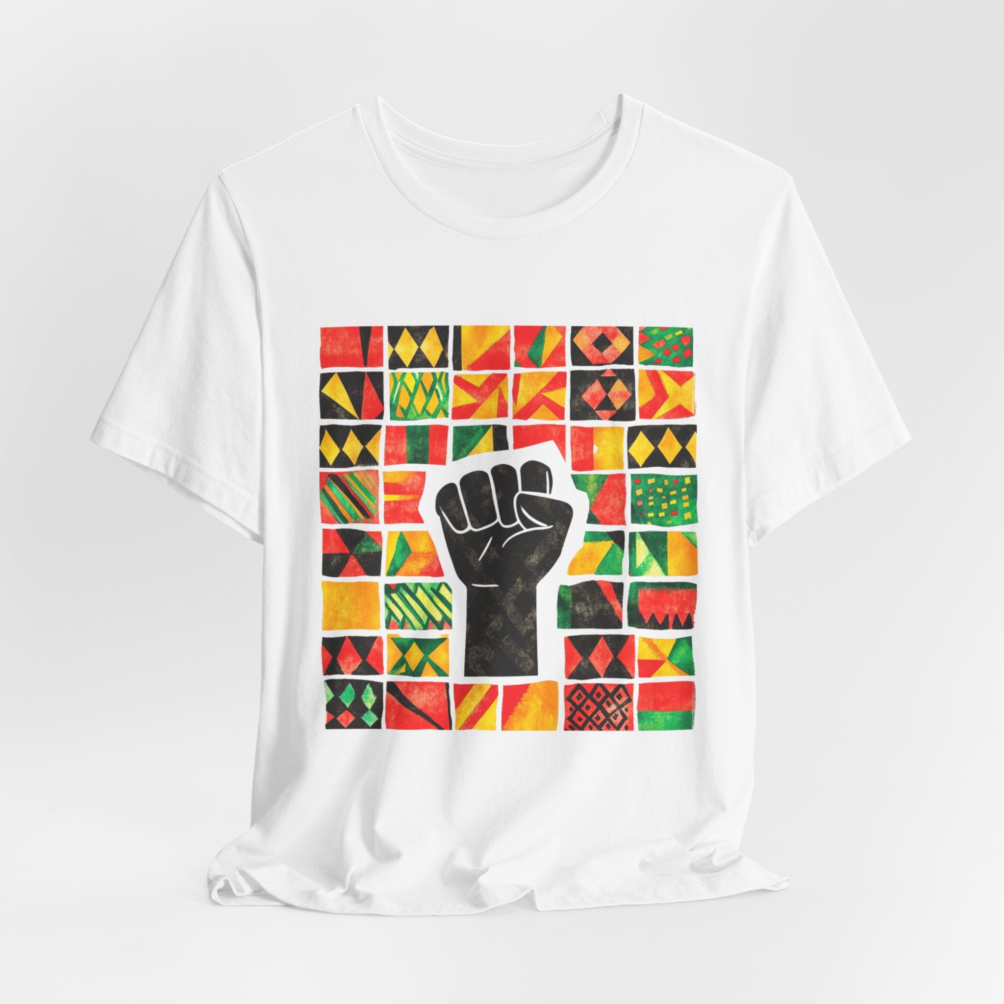 Black Power Fist with Colorful Patterns