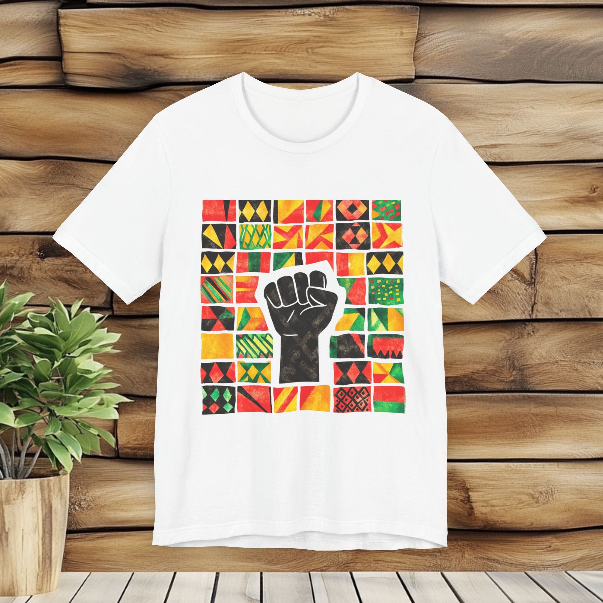 Black Power Fist with Colorful Patterns
