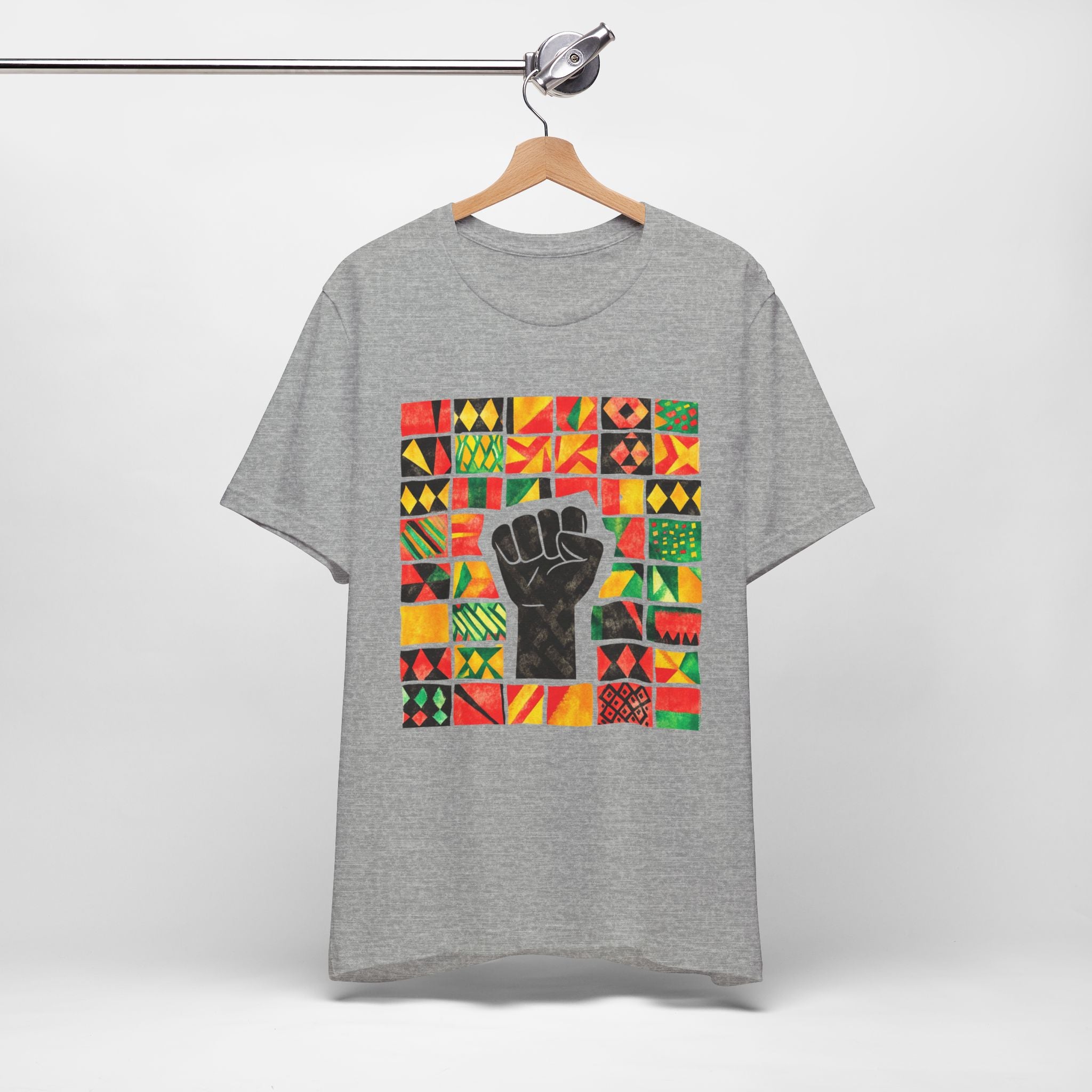 Black Power Fist with Colorful Patterns
