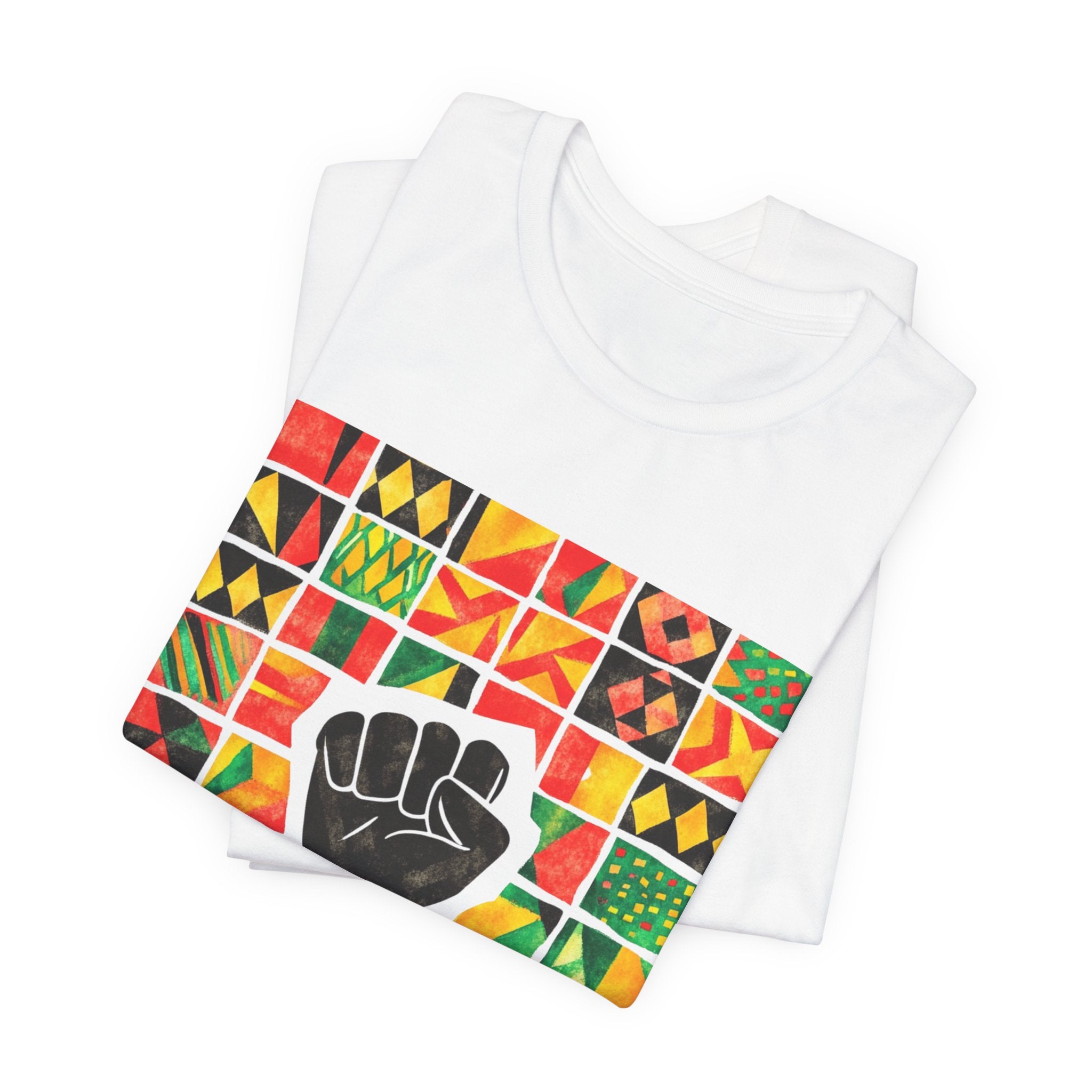 Black Power Fist with Colorful Patterns
