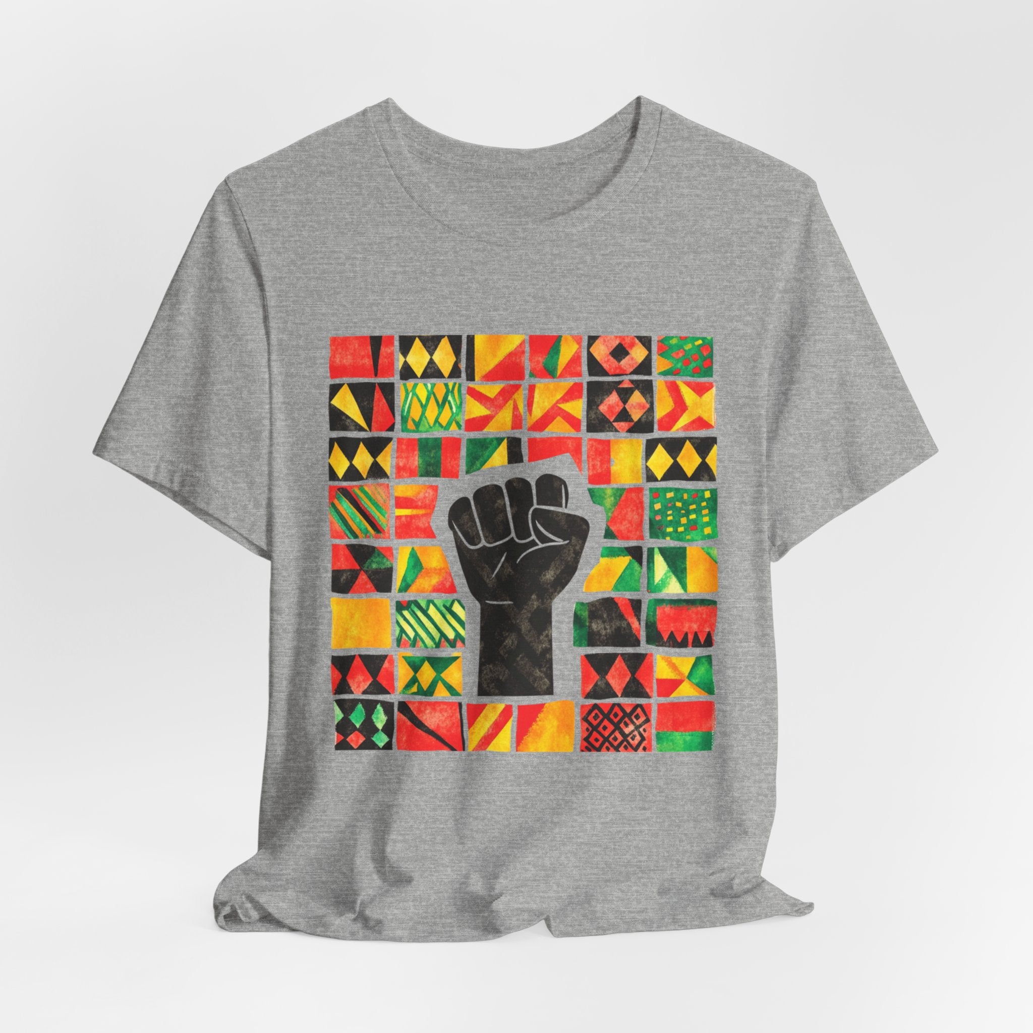 Black Power Fist with Colorful Patterns