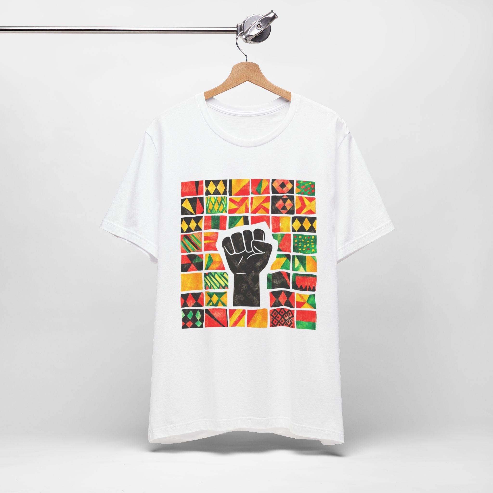 Black Power Fist with Colorful Patterns