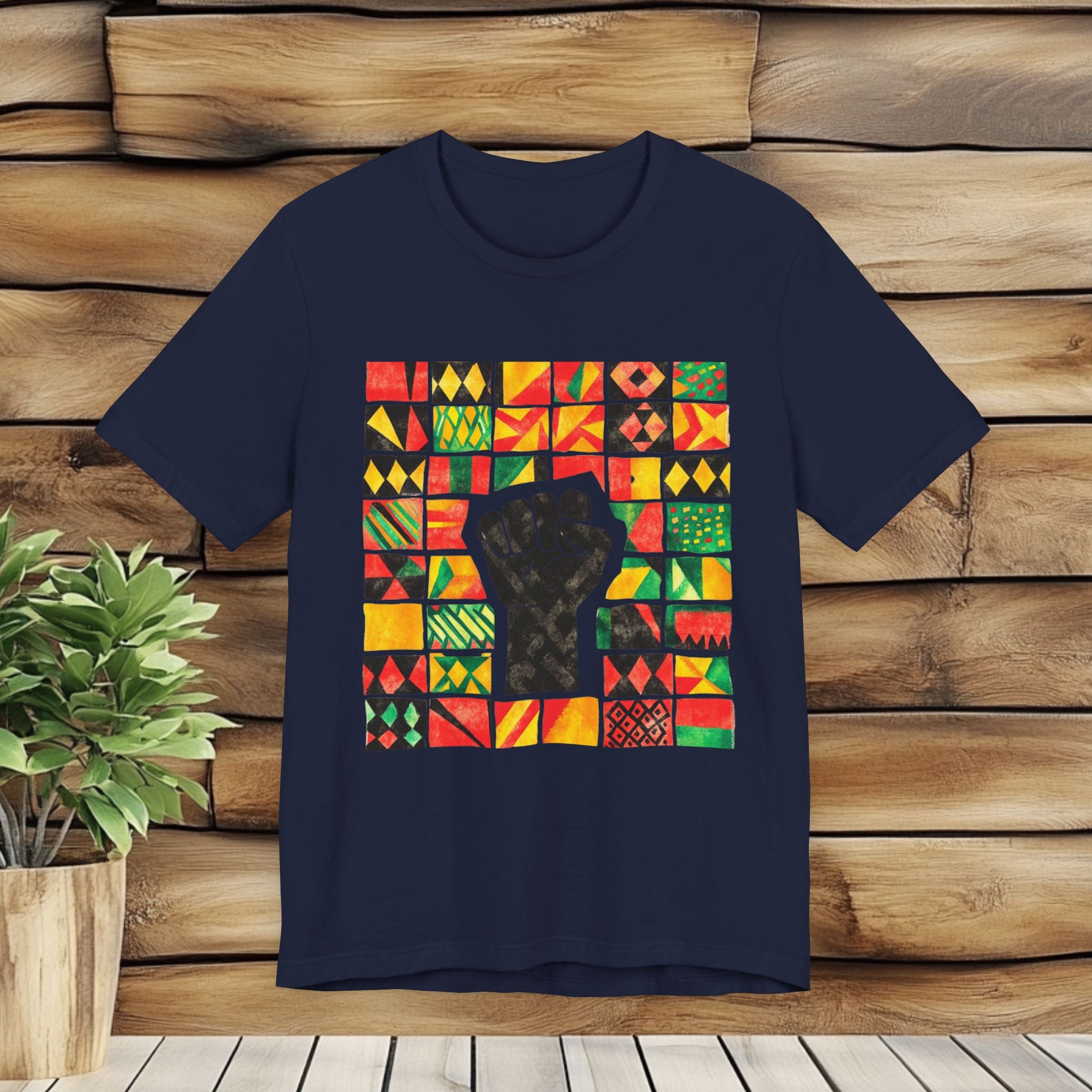 Black Power Fist with Colorful Patterns
