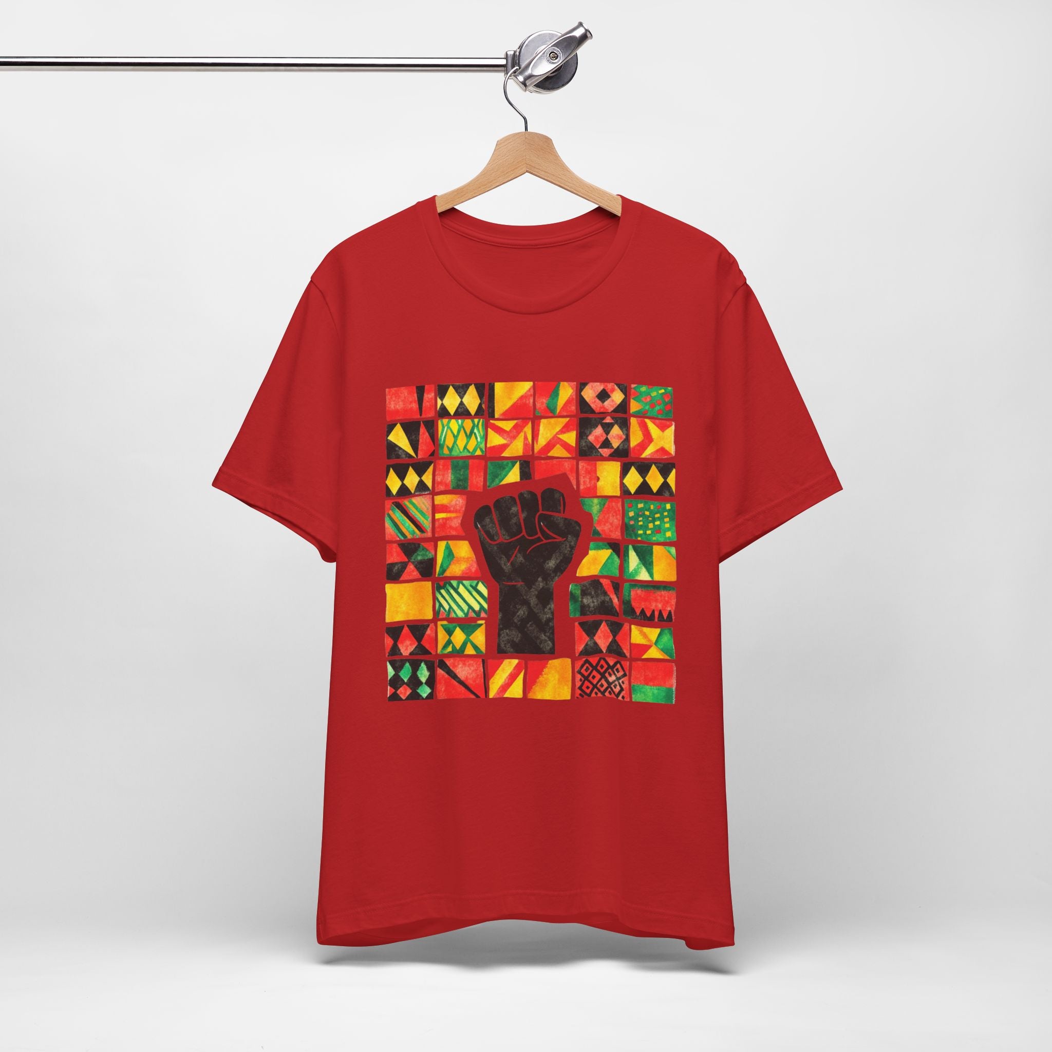 Black Power Fist with Colorful Patterns