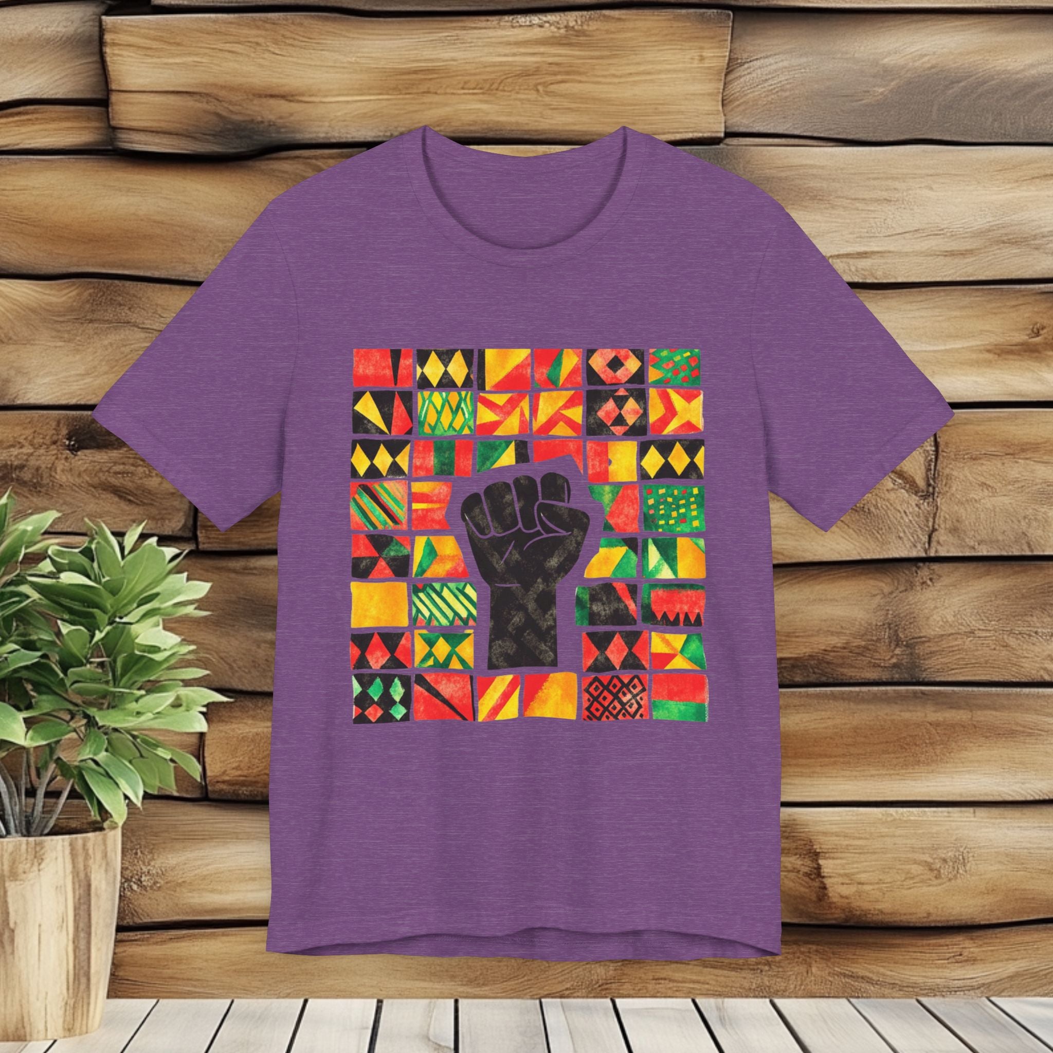 Black Power Fist with Colorful Patterns