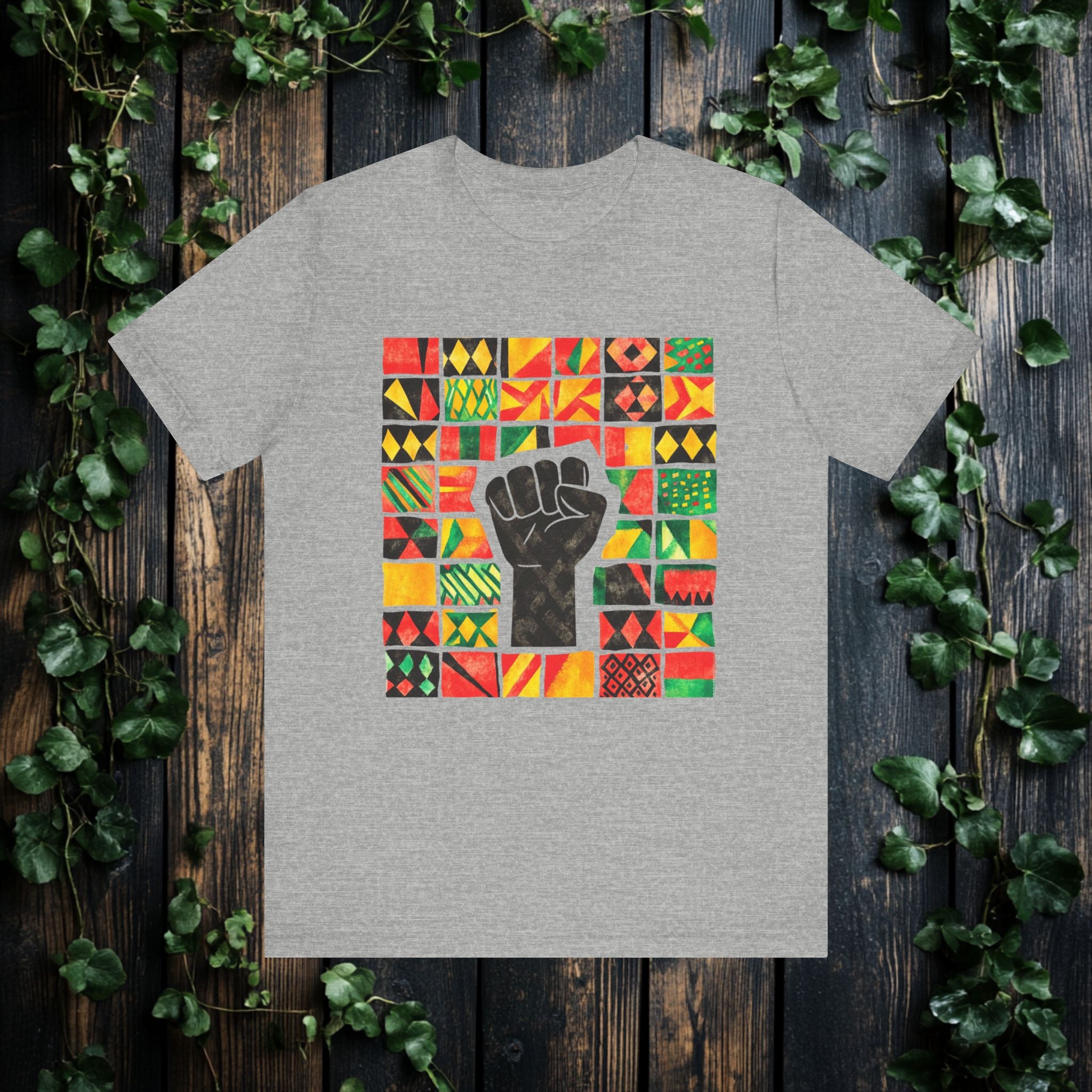 Black Power Fist with Colorful Patterns